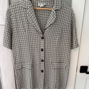 Women’s Vintage Black and White Checkered Shirt - Made in USA